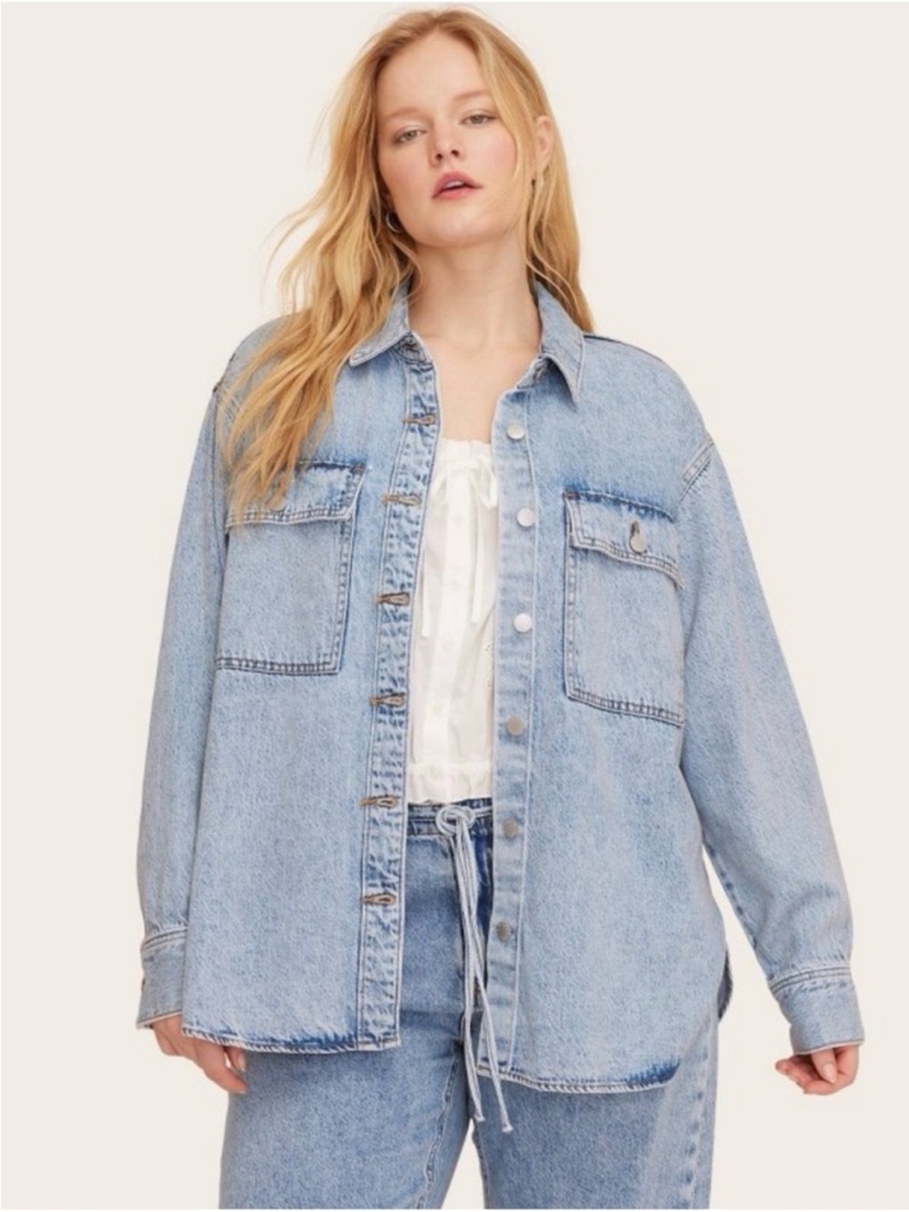 Parke x Target - WOMENS LONG SLEEVE DENIM SHACKET LIGHT WASH NWT Size 2X